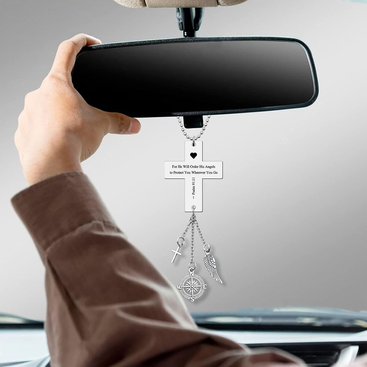 Bible Verse Hanging Ornaments Car Pendant for Home Vehicle Religious Faith Gifts for Women Men Gifts for Christian Scripture Thanksgiving Christmas Birthday Easter Prayer Gift Rearview Mirror Pendant