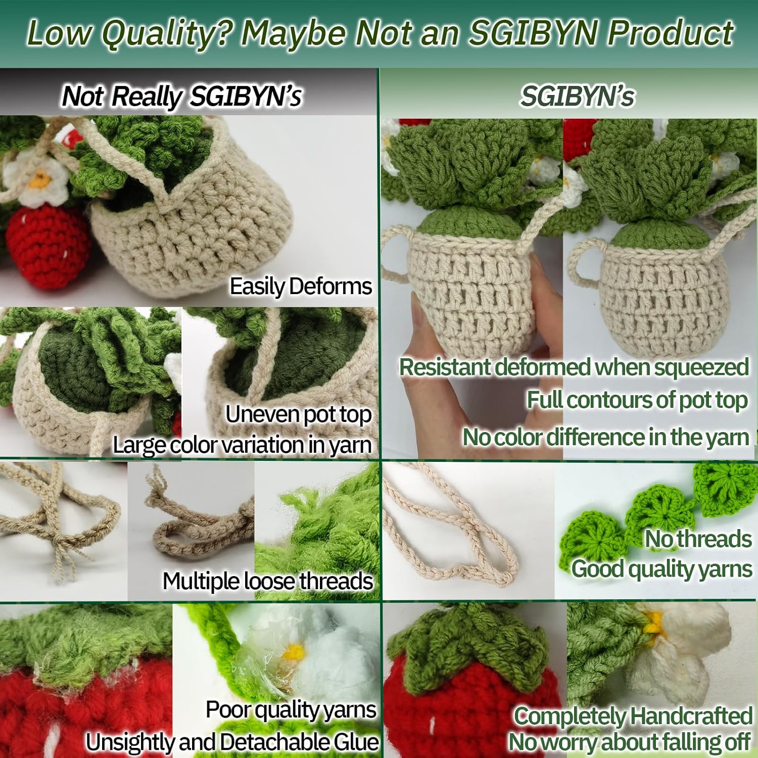 Crochet Hanging Plant for Car,Car Decorations Interior,Plant Strawberry Aesthetic Car Accessories for Women Interior Cute,Car Ornaments Charms for Rear View Mirror,Boho Car Decoration