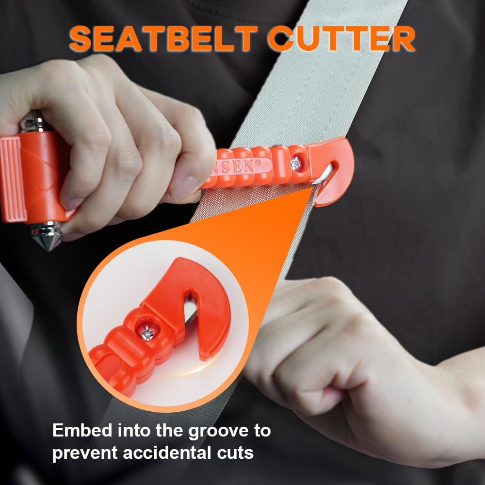 Car Safety Hammer Set of 2 Emergency Escape Tool Auto Car Window Glass Hammer Breaker and Seat Belt Cutter Escape 2-in-1 for Family Rescue & Auto Emergency Escape Tools