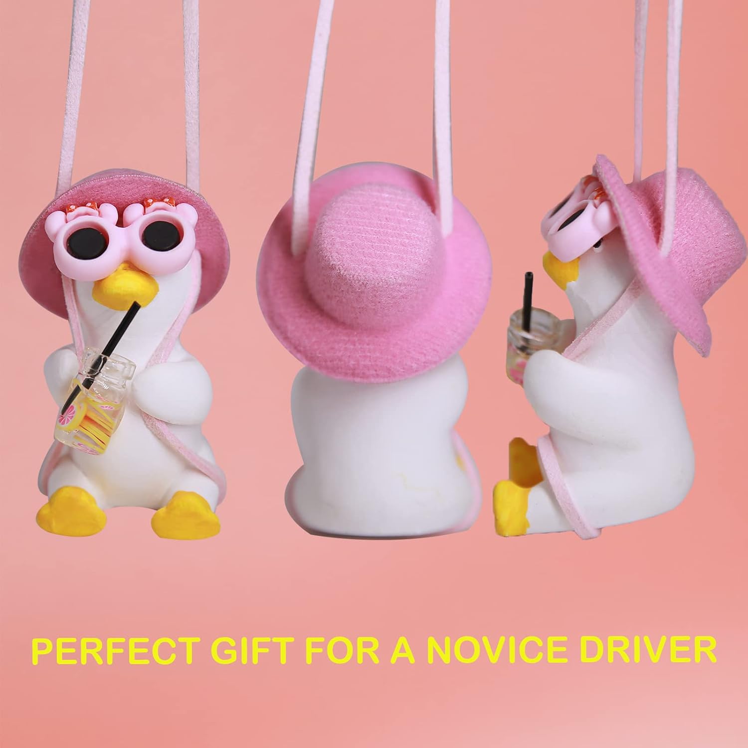 Cool Swinging Duck Car Hanging Ornament, Pendant Interior Rearview Mirror Decoration and Car Rear View Mirror Hanging Accessories