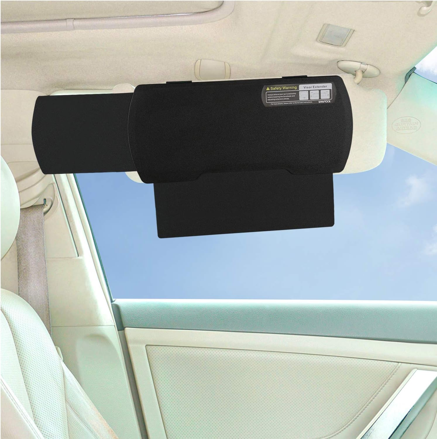 Car Visor Sunshade Extender, Window Shade, Anti-Glare Sun Blocker for Driver or Front Seat Passenger,1 Piece (Black)