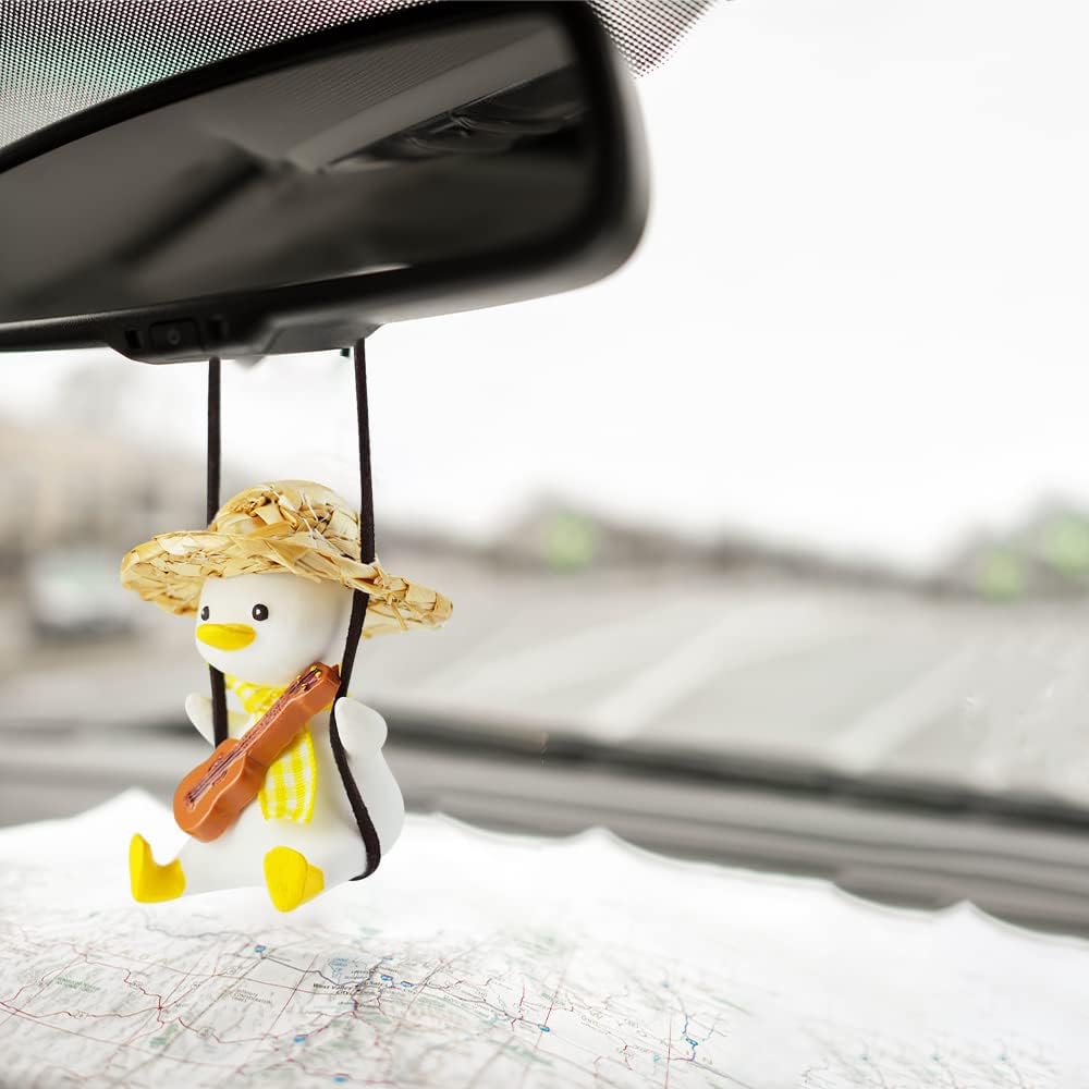 Cool Swinging Duck Car Hanging Ornament, Pendant Interior Rearview Mirror Decoration and Car Rear View Mirrior Hanging Accessories