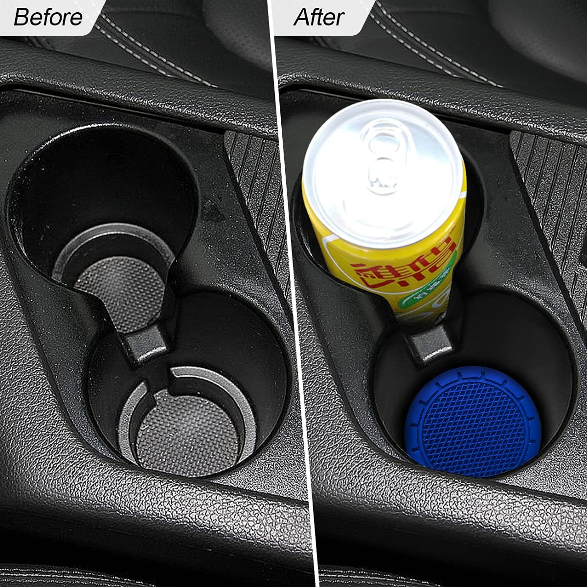 4 Pack Car Cup Holder Coaster, 2.75 Inch Diameter Non-Slip Universal Insert Coaster, Durable, Suitable for Most Car Interior, Car Accessory for Women and Men (Deep Blue)