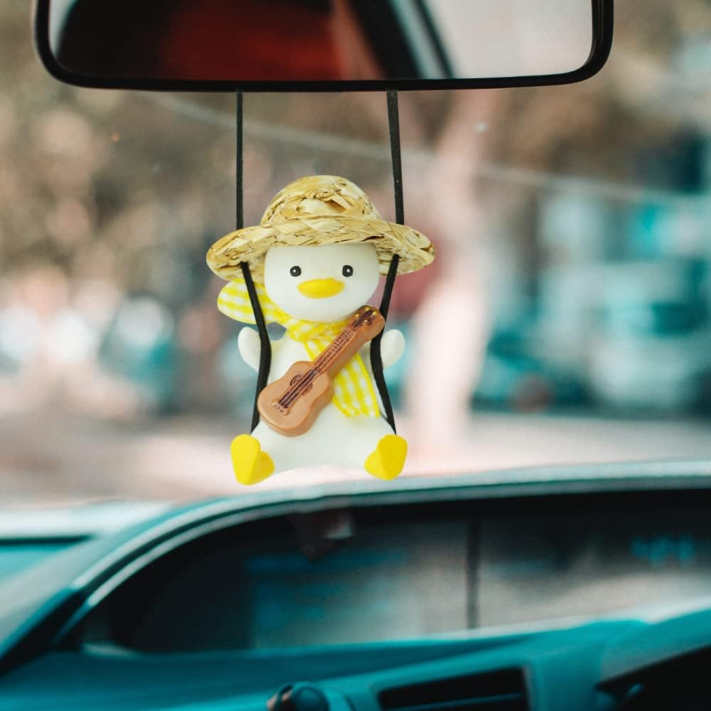 Cool Swinging Duck Car Hanging Ornament, Pendant Interior Rearview Mirror Decoration and Car Rear View Mirrior Hanging Accessories