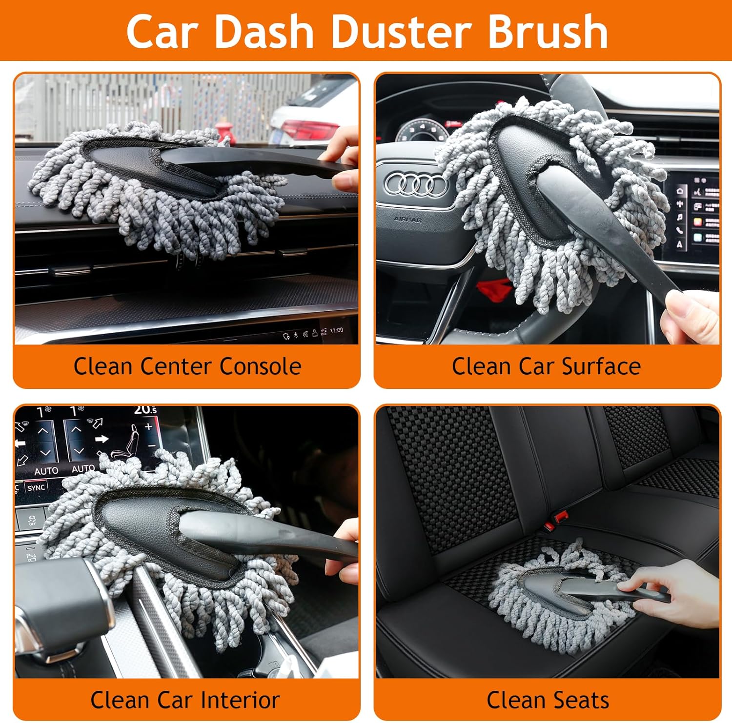 Car Detail Duster Kit-17PCS, Perfect Car Dust Removal Kit Interior and Exterior,Detailing Brush,Cleaning Gel,Car Window Brush,Duster Brush,Coral Fleece Cleaning Towels and Cleaning Pads