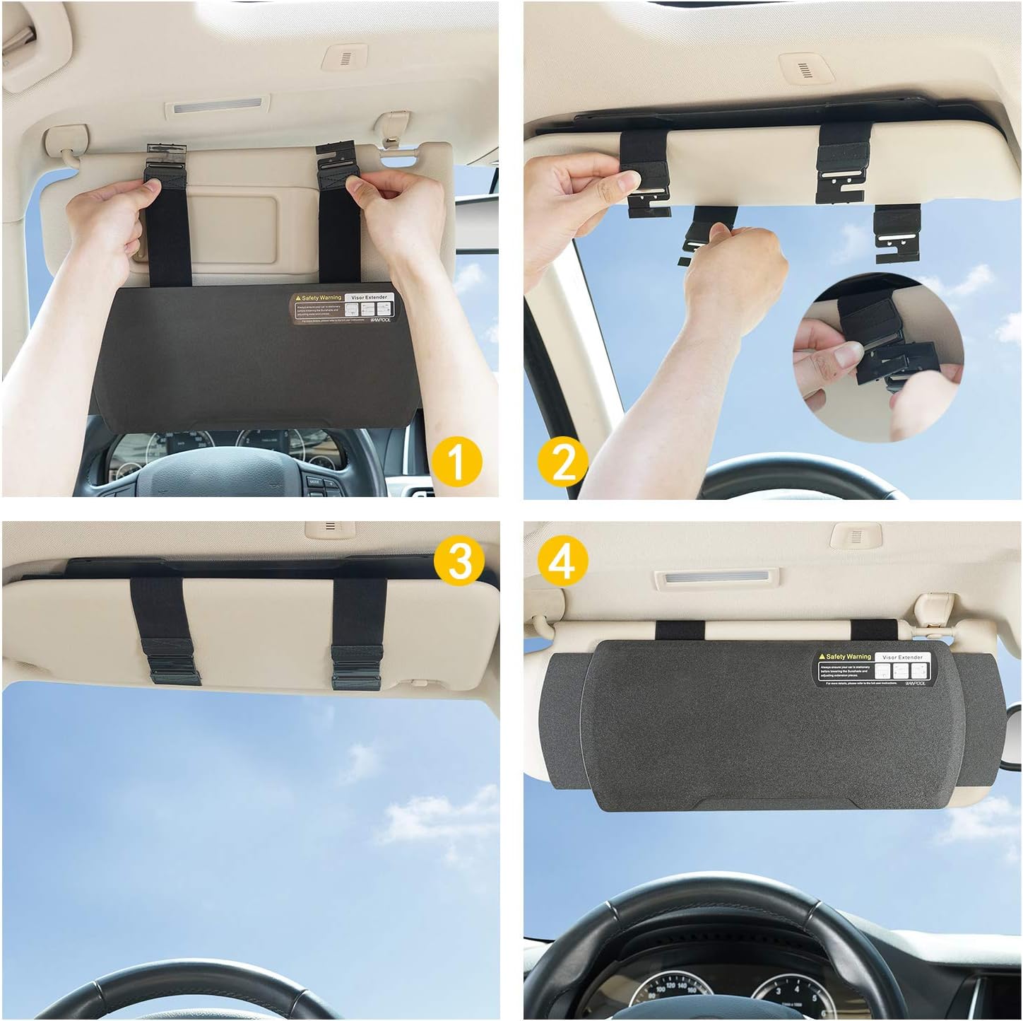 Car Visor Sunshade Extender, Window Shade, Anti-Glare Sun Blocker for Driver or Front Seat Passenger,1 Piece (Black)