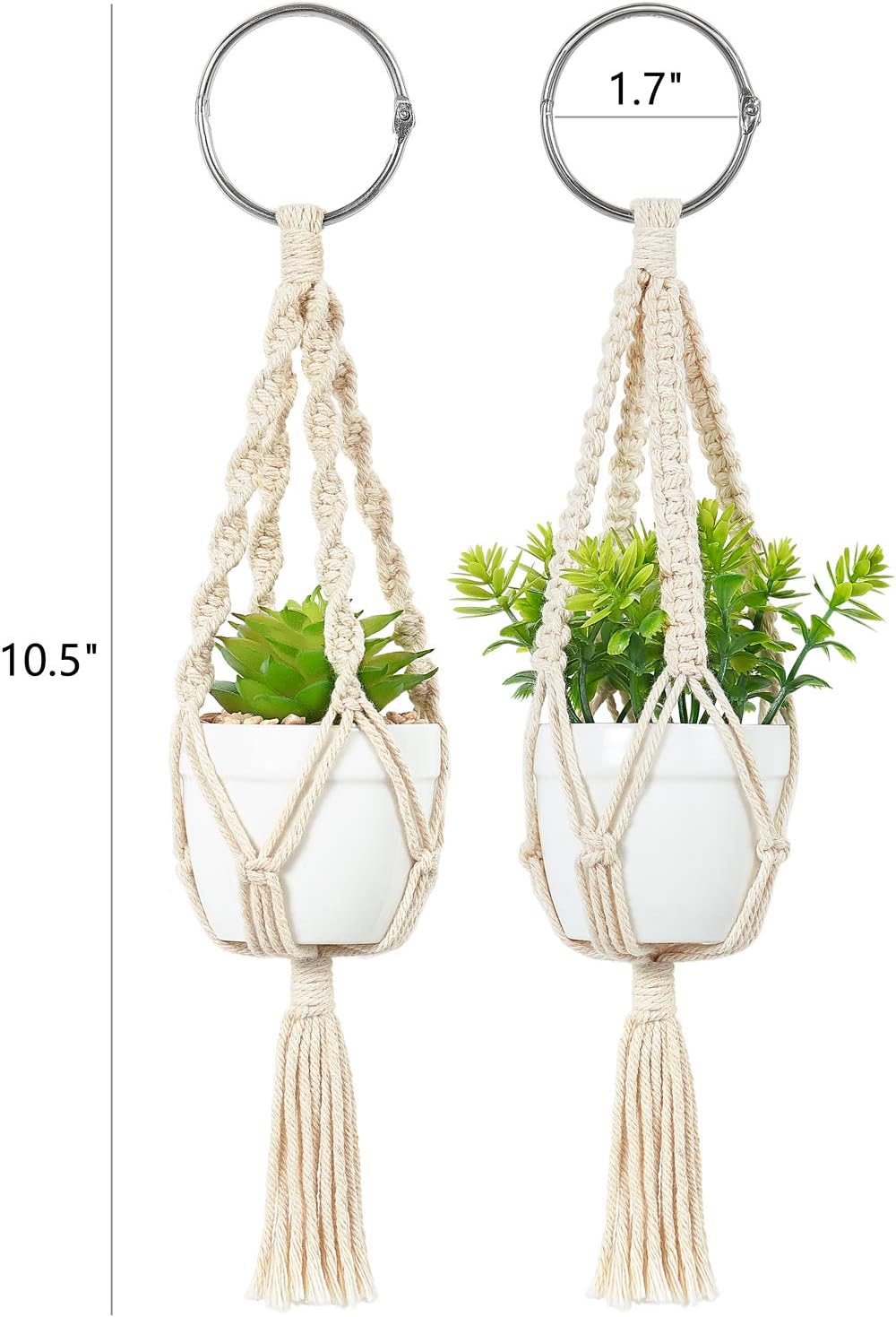 Car Accessories Rear View Mirrior Charm Cute Hanging Rearview Car Decor Boho Hanger with Artificial Succulent Plants Gifts for Plant Lover Set of 2, White