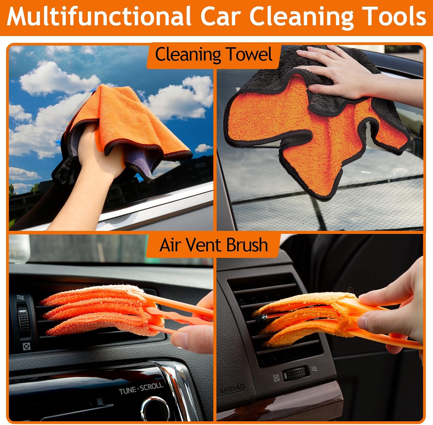 Car Detail Duster Kit-17PCS, Perfect Car Dust Removal Kit Interior and Exterior,Detailing Brush,Cleaning Gel,Car Window Brush,Duster Brush,Coral Fleece Cleaning Towels and Cleaning Pads