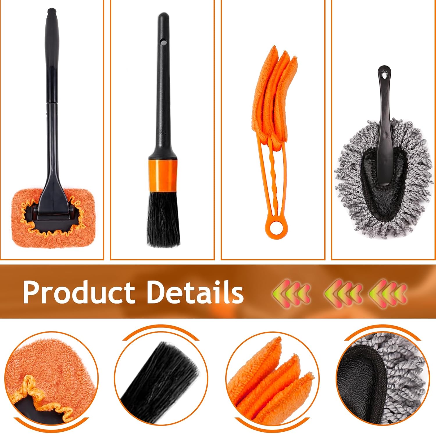 Car Detail Duster Kit-17PCS, Perfect Car Dust Removal Kit Interior and Exterior,Detailing Brush,Cleaning Gel,Car Window Brush,Duster Brush,Coral Fleece Cleaning Towels and Cleaning Pads