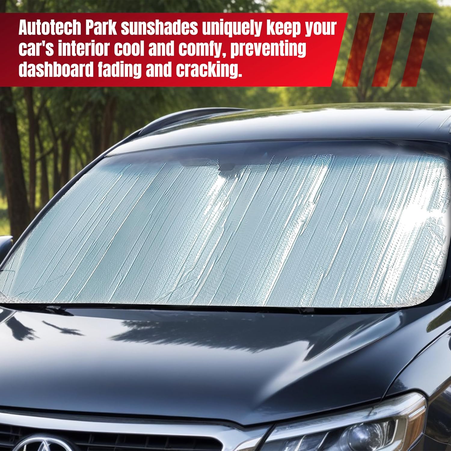 Autotech Park Sunshade for 2014-2022 Land Rover Range Rover Sport SUV, Custom-fit Windshield Sun Shade