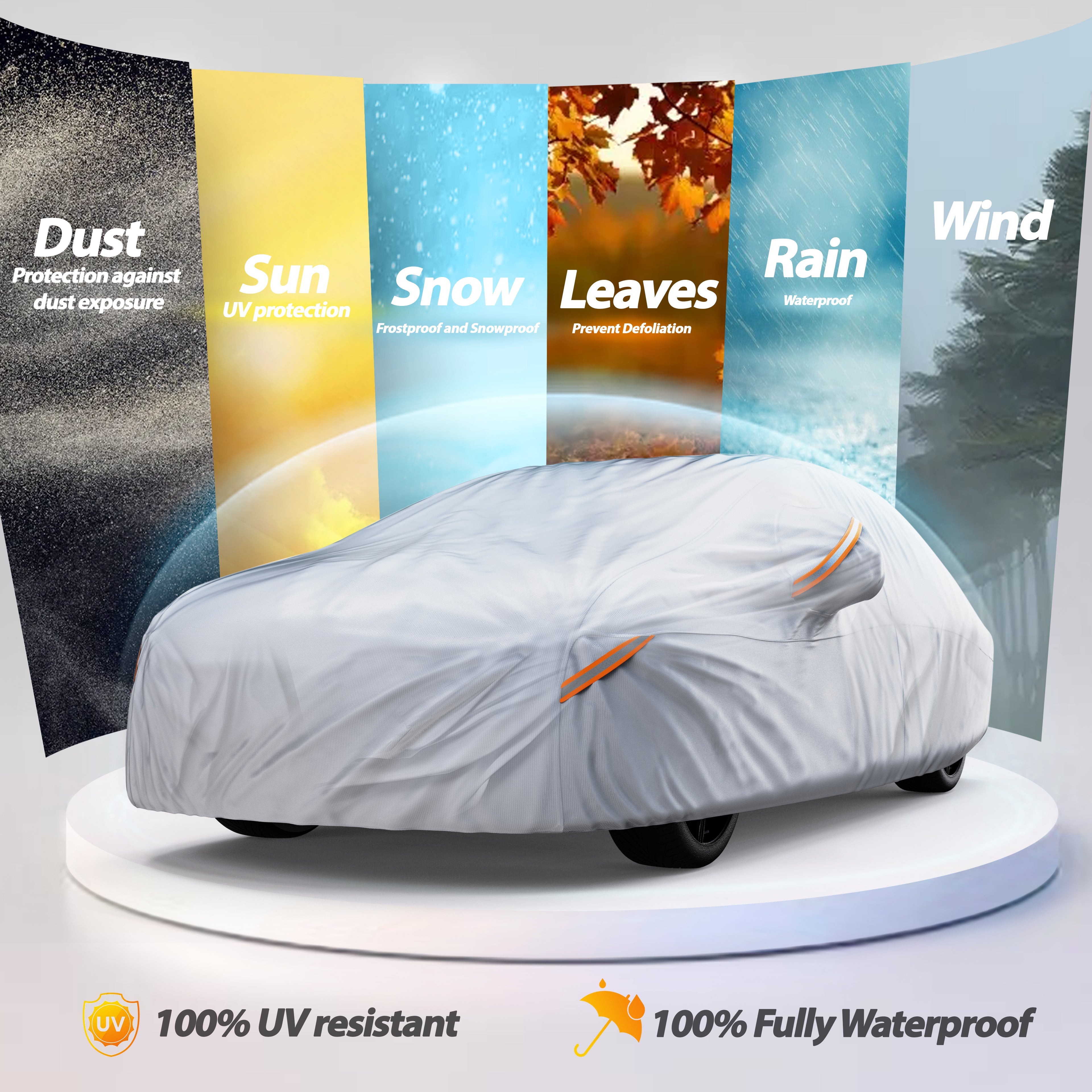 Waterproof All Weather Car Cover compatible with 2017-2024 Tesla Model 3, Heavy Duty Outdoor/Indoor Protection, Max Protection from Sun Rain Wind & Snow